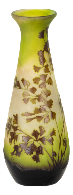 Art Nouveau Cameo Green Glass Vase by Emile Gallé, 20th Century