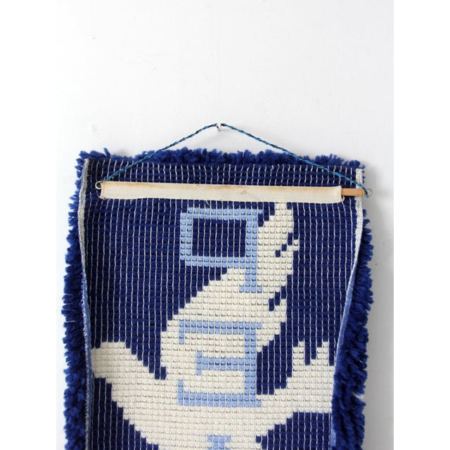 Vintage 1970s Hand-Hooked Peace Dove Wall Hanging For Sale - Image 10 of 10