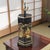 This Vintage Asian Black Lacquer Figural Chinoiserie Table Lamp features a unique hexagonal shape and figural pattern in a...
