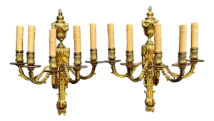 Late 19th Century Pair Of French Gilt Bronze Louis XVI Wall Sconces
