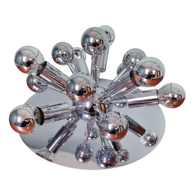 Sputnik Ceiling Light in Chrome Metal, 1970s For Sale
