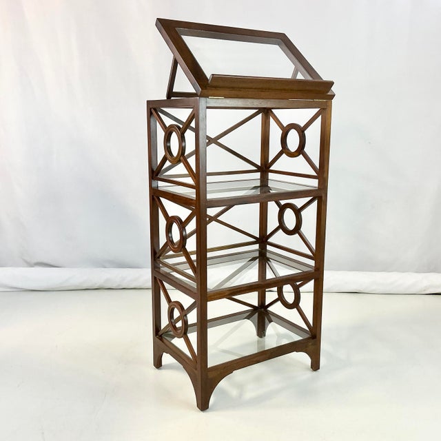 1980s Vintage Hollywood Regency Contemporary Target Design Etagere Display Case, After McGuire For Sale - Image 6 of 16