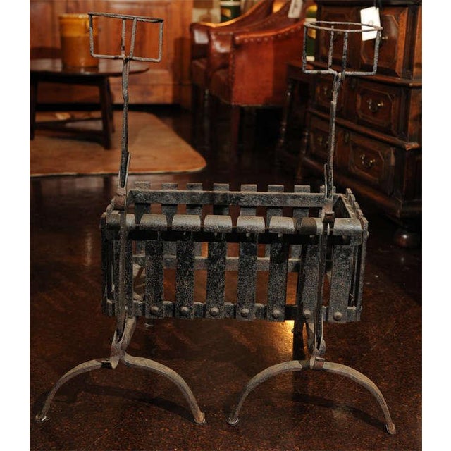 Iron Firedogs with Log Basket; English circa 1880.