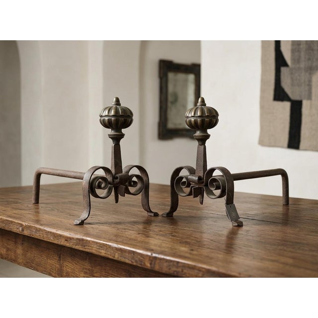 Antique Italian Fireplace Andirons, Set of 2 For Sale - Image 3 of 6