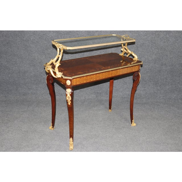Sormani French Louis XV Gilt Bronze Inlaid Attributed Sormani Dessert Table For Sale - Image 4 of 10