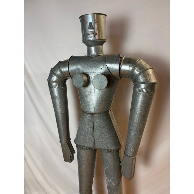 Mid 20th Century Large-Scale Industrial Galvanized Steel Robot Sculpture, Folk Art For Sale - Image 5 of 12