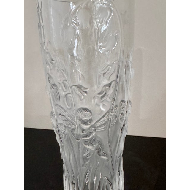 Lalique Lalique Elfes Crystal Vase Signed Birds and Botanical Relief 5.5" For Sale - Image 4 of 7