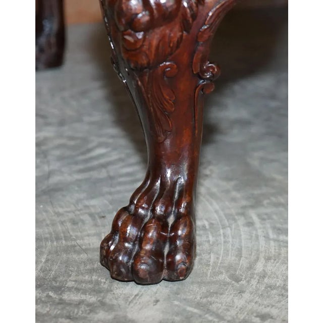Antique Hand Carved Lion's Paw Leg Club Armchair For Sale - Image 10 of 18