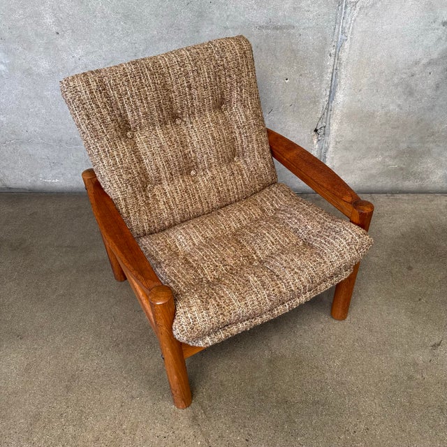 Mid-Century Modern Vintage 1970's Domino Mobler High Back Tweed Lounge Chair For Sale - Image 3 of 11