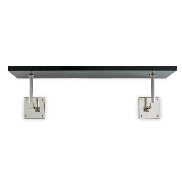 Billy is the black 36" wide single wall shelf which features polished nickel and knurled support pole hardware. Each shelf...