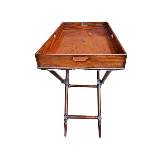 Wood 19th Century English Mahogany Butler's Tray Table For Sale - Image 7 of 11