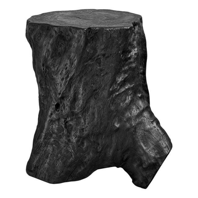Black Organic Modern Natural Form Stump Side Table / Stool For Sale