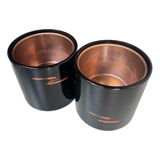Set of Japanese Hibachi, Negoro-Nuri, 1950s, Set of 2 For Sale