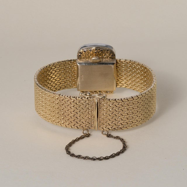 Gold Vintage 14k Mesh Gold Hamilton Hidden Dial Diamond Cocktail Bracelet Watch For Sale - Image 8 of 9