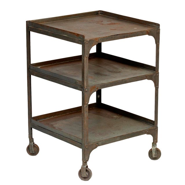 Pr. MCM Industrial Rolling Side Tables For Sale - Image 11 of 18