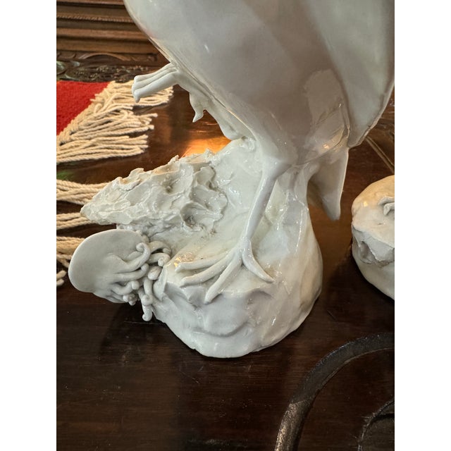 White Early 19th Century Antique Pair of Blanc De Chine Falcons For Sale - Image 8 of 12