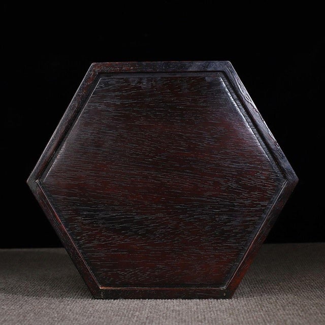 Zitan Wood Hexagonal Box Inlaid With Mother-of-Pearl For Sale - Image 9 of 10