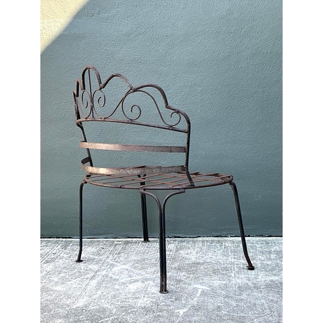 Brown Vintage Wrought Iron Scroll Bench For Sale - Image 8 of 12
