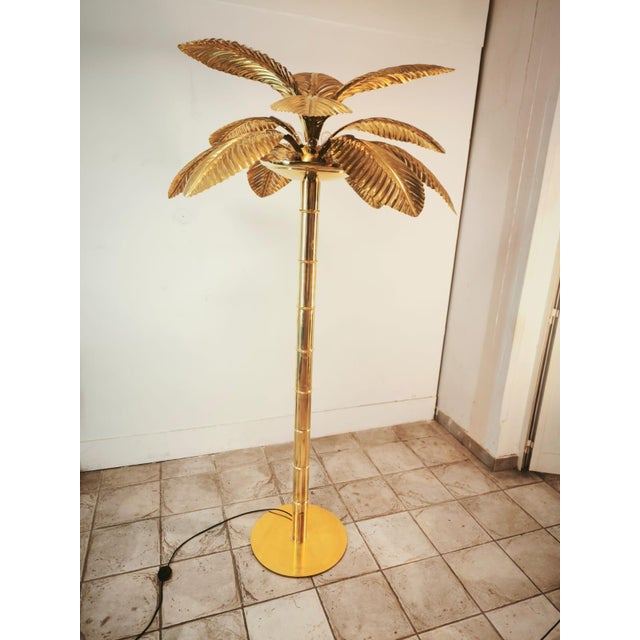 Metal Brass 12-Light Palm Floor Lamp, 1970s For Sale - Image 7 of 18