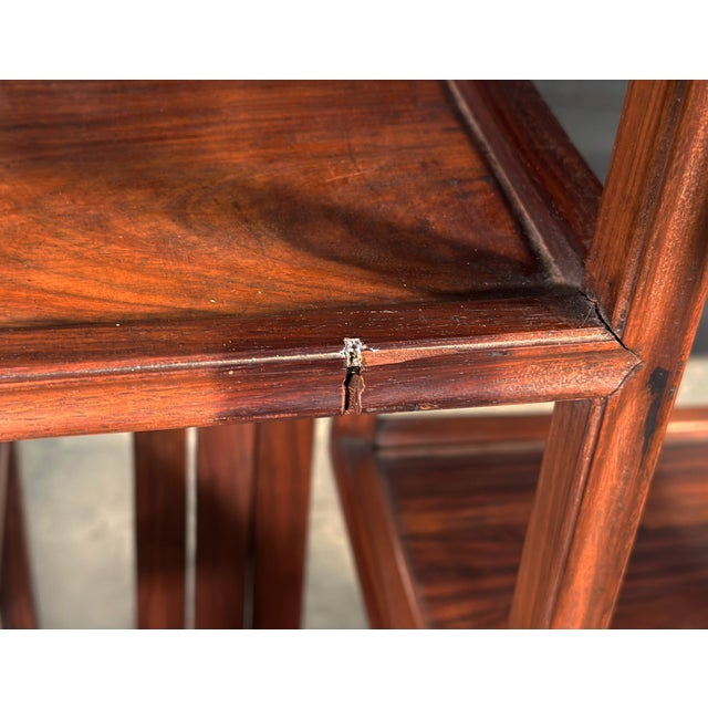 Vintage Chinese Rosewood Two Door Glass Curio Cabinet / Vitrine Etagere For Sale - Image 11 of 14