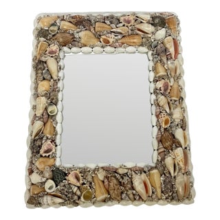 Vintage Handcrafted Seashell Mirror – Palm Beach Style Charm For Sale