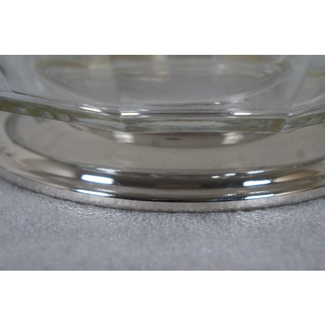Transparent Mid Century Faceted Pressed Glass Silverplate Centerpiece Fruit Serving Bowl For Sale - Image 8 of 12