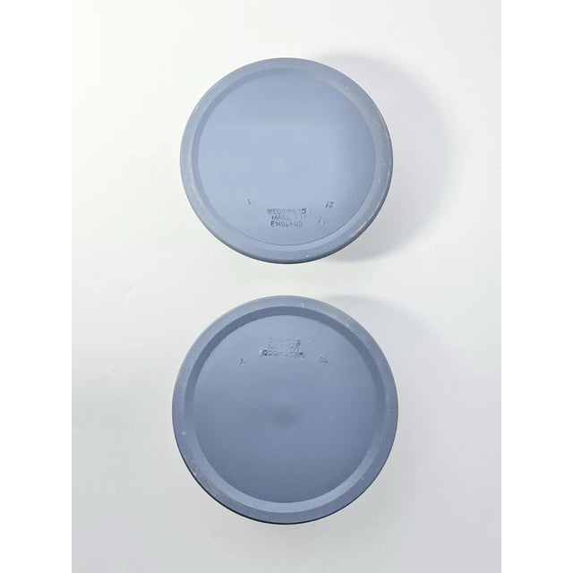 1970s Wedgwood Jasperware Portland Dark Royal Blue Pair of Taper Candlestick Holders For Sale In Dallas - Image 6 of 7