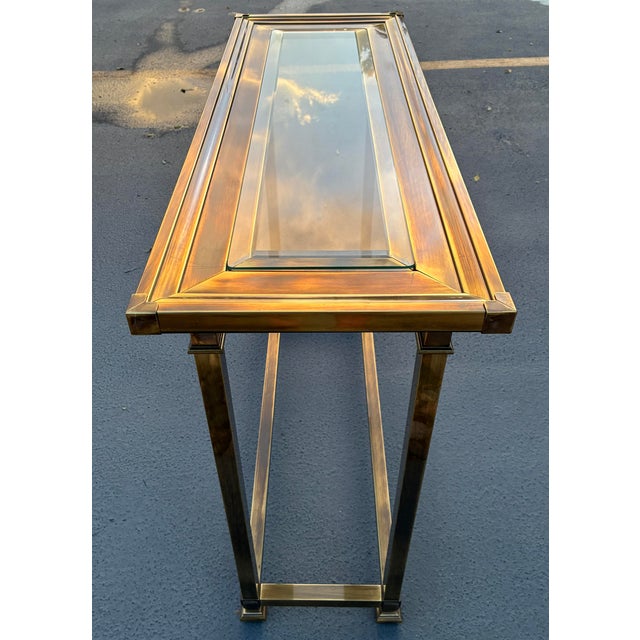 Metal Brass Picture Frame Console Table From Mastercraft For Sale - Image 7 of 12