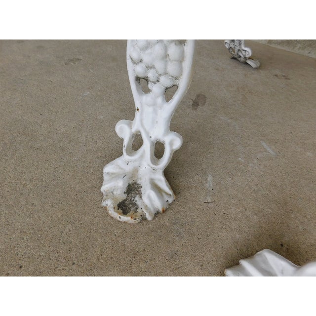 White Vintage Grape Vine Pattern Cast Iron 3 Pc Garden Chair Set For Sale - Image 8 of 18