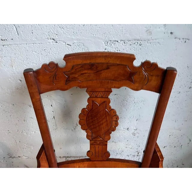 Early 20th Century Early 20th Century Pair of Antique Eastlake Walnut Cane Seat Armchairs For Sale - Image 5 of 11