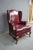 Hickory Chair Company Leather Queen Ann Style Wingback -stretcher base -brass nailhead trim