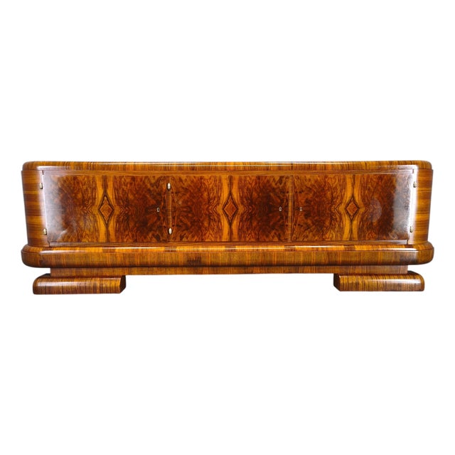 Art Deco Walnut Sideboard, Czechoslovakia, 1930s For Sale