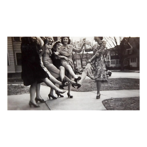 1940s Snapshot Photograph Party Girls Lots of Kicking Legs
