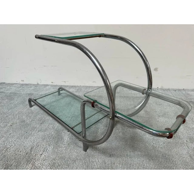 Art Deco Art Deco Machine Age Chrome Tubular Support Etagere Attributed to Emile Guyot for Thonet For Sale - Image 3 of 8