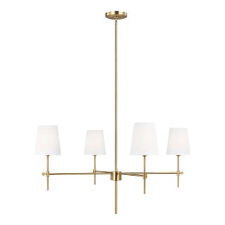 Thomas O'Brien By Visual Comfort Studio Baker 4-Light Large Chandelier in Satin Brass For Sale