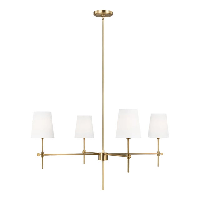 Thomas O'Brien By Visual Comfort Studio Baker 4-Light Large Chandelier in Satin Brass For Sale