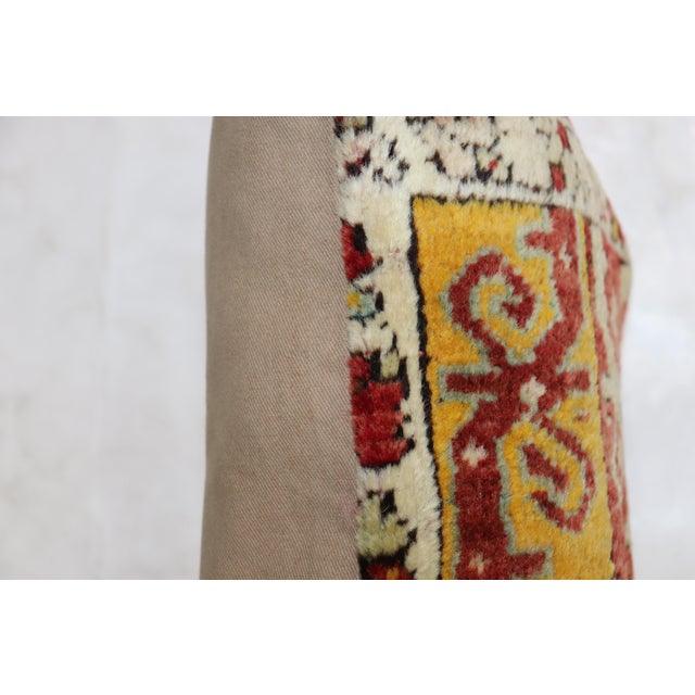 Hollywood Regency Colorful Bolster Turkish Ghiordes Rug Pillow For Sale - Image 3 of 5