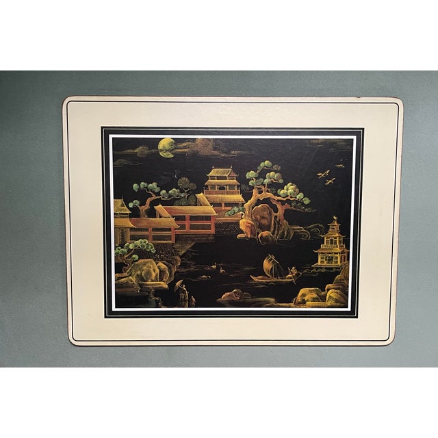 Vintage Scenic Chinoiserie Placemats- A Pair For Sale - Image 4 of 5