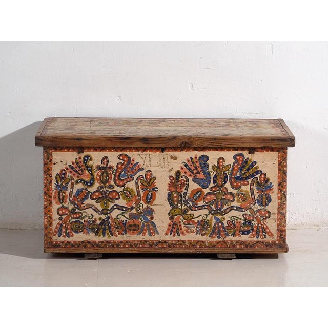 Antique Hand Painted Folk Style Trunk, 1880s For Sale - Image 11 of 18