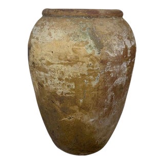 Antique Monumental Olive Jar, Terracotta With Weathered Patina For Sale