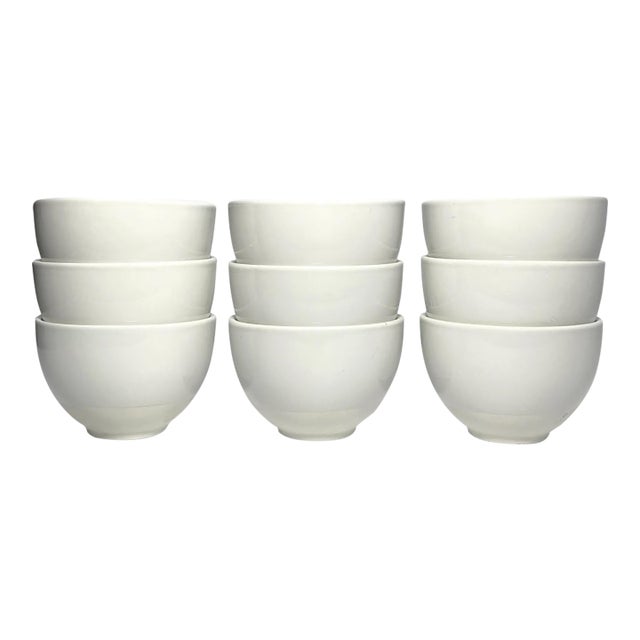 Modern Crate & Barrel Cb2 9 Ceramic Eggshell White Small Mini Dipping Bowls - Set of 9 For Sale