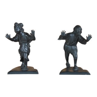 1940s Bronze Japanese Bookends - a Pair For Sale