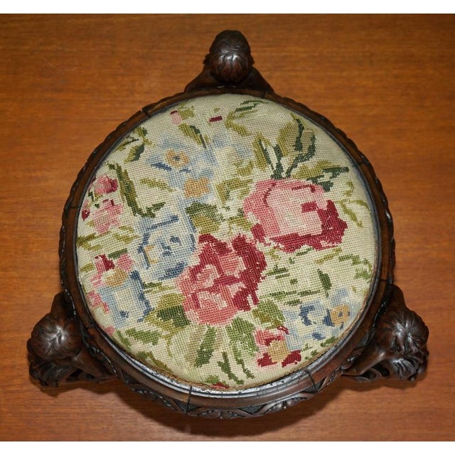 Anitque Victorian Carved Ottoman, 1840s For Sale - Image 6 of 14