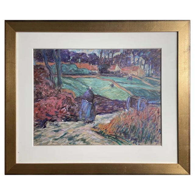 Pont-Aven School Artist, Breton Countryside, 1920s, Gouache, Framed For Sale