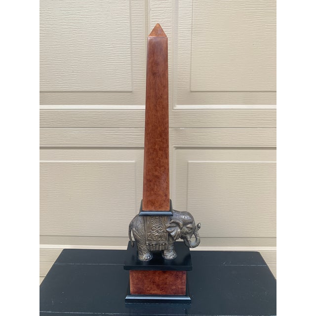 Brown Neoclassical Roman Wooden Obelisk After Bernini's Elephant and Obelisk Statue For Sale - Image 8 of 9