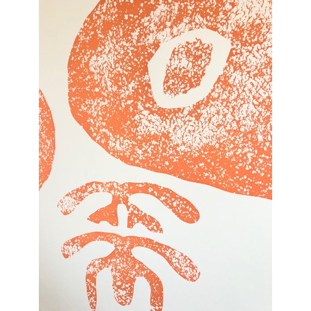 Motif (Abstract) in orange abstract. From the small edition of 10. from 1982. I am not sure if this is a woodcut or...