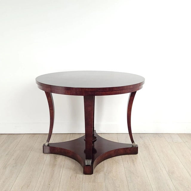 A vintage French oak Steel-mounted center table in the taste of Ruhlman, probably 1970s.