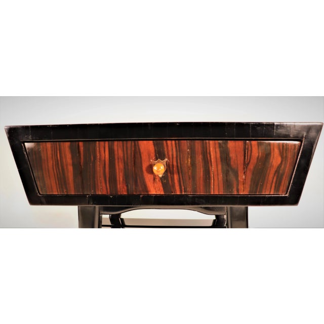 Wood Pair of French Art Deco Macassar and Ebonized End Tables For Sale - Image 7 of 13