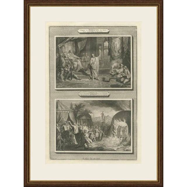 This original copperplate engraving from Pieter Mortier's illustrated Bible, Amsterdam circa 1700, shows two biblical...