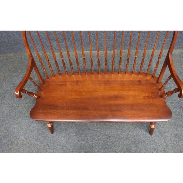 Hitchcock L. Hitchcock Cherry Windsor Settee Bench With Spindle Back For Sale - Image 4 of 10